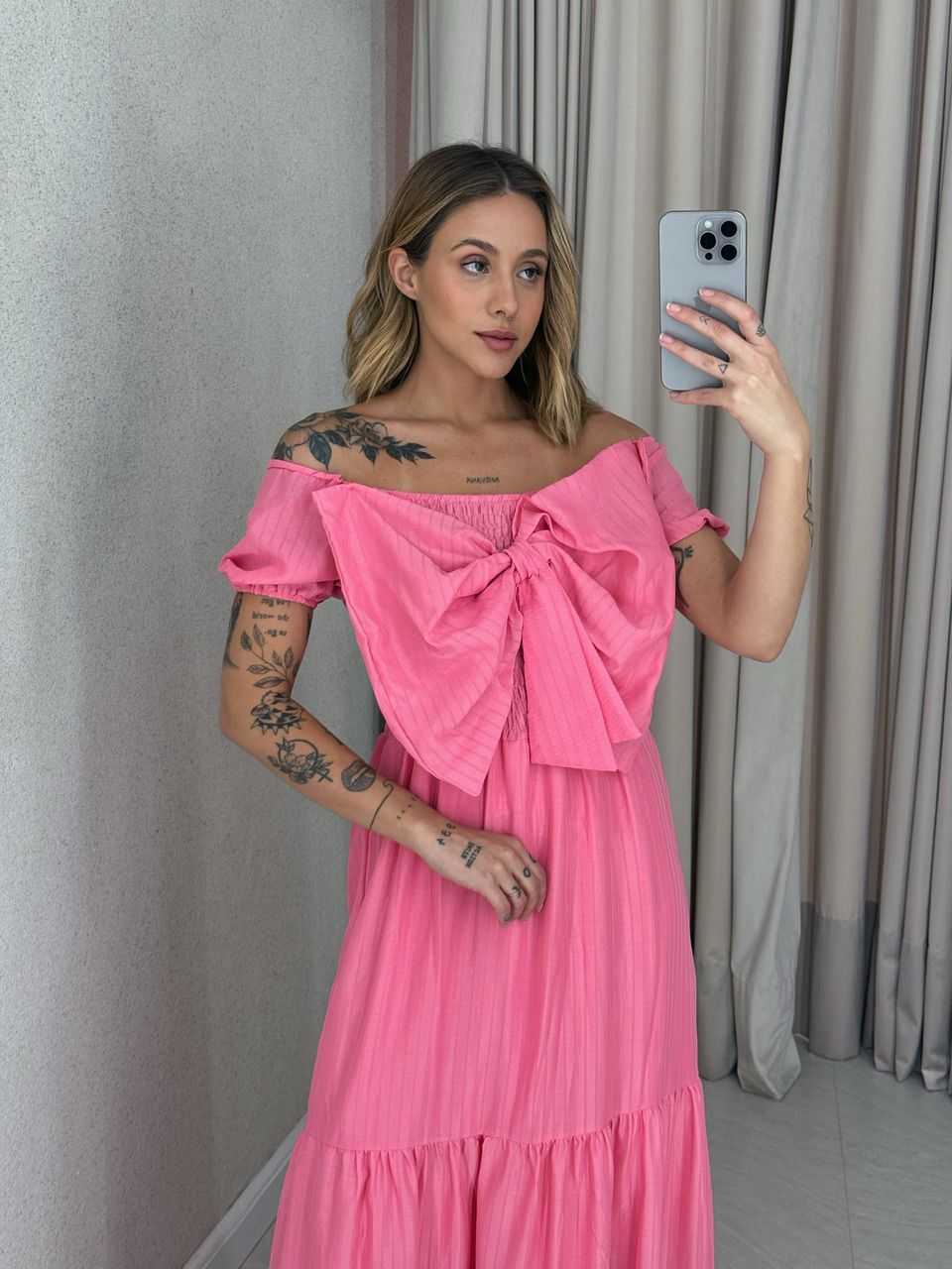 VESTIDO LAÇO LASTEX ROSA