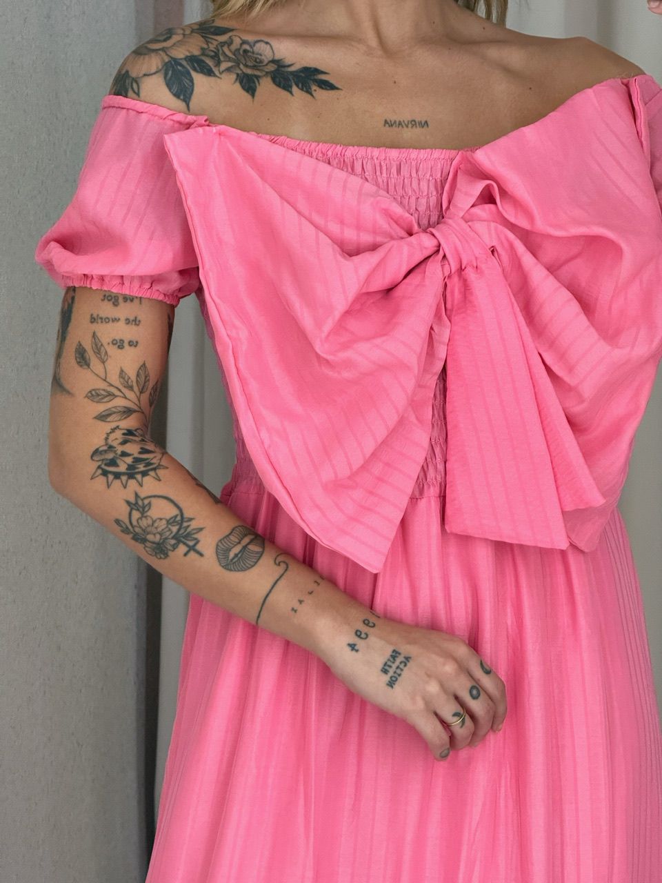 VESTIDO LAÇO LASTEX ROSA