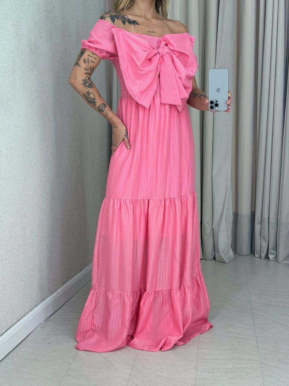 VESTIDO LAÇO LASTEX ROSA
