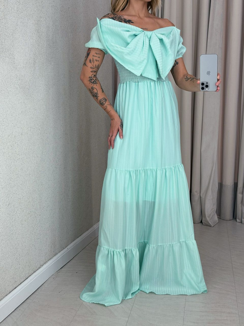 VESTIDO LAÇO LASTEX VERDE ÁGUA