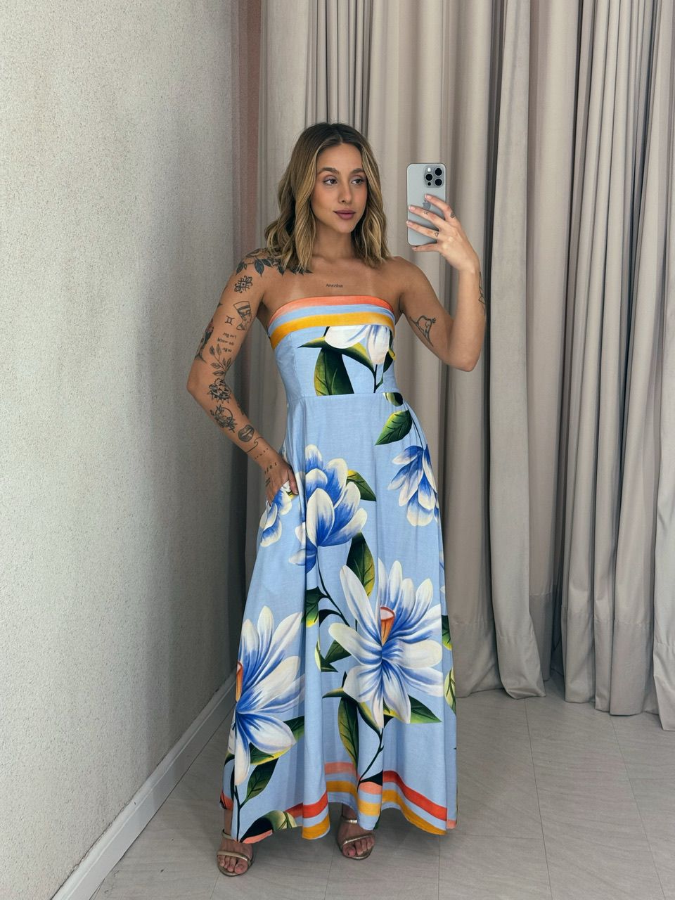 VESTIDO PETÚNIA TOMARA QUE CAIA AZUL - 0056710109 - CAROLLA FERRARO