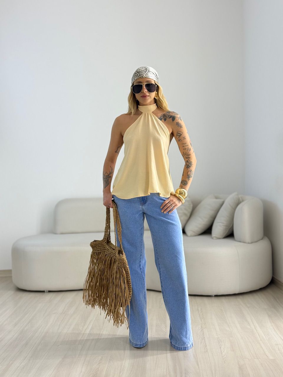 BLUSA ANA CLAUDIA CF FRENTE ÚNICA AREIA