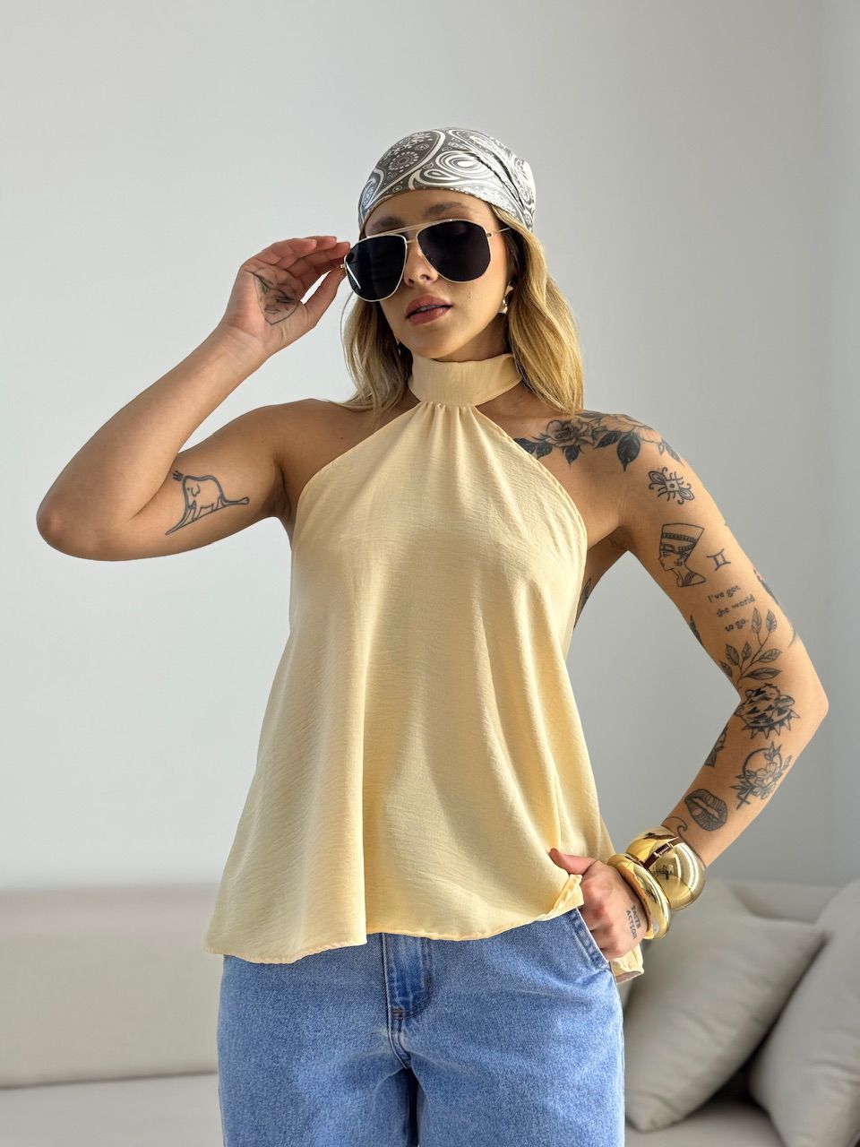 BLUSA ANA CLAUDIA CF FRENTE ÚNICA AREIA