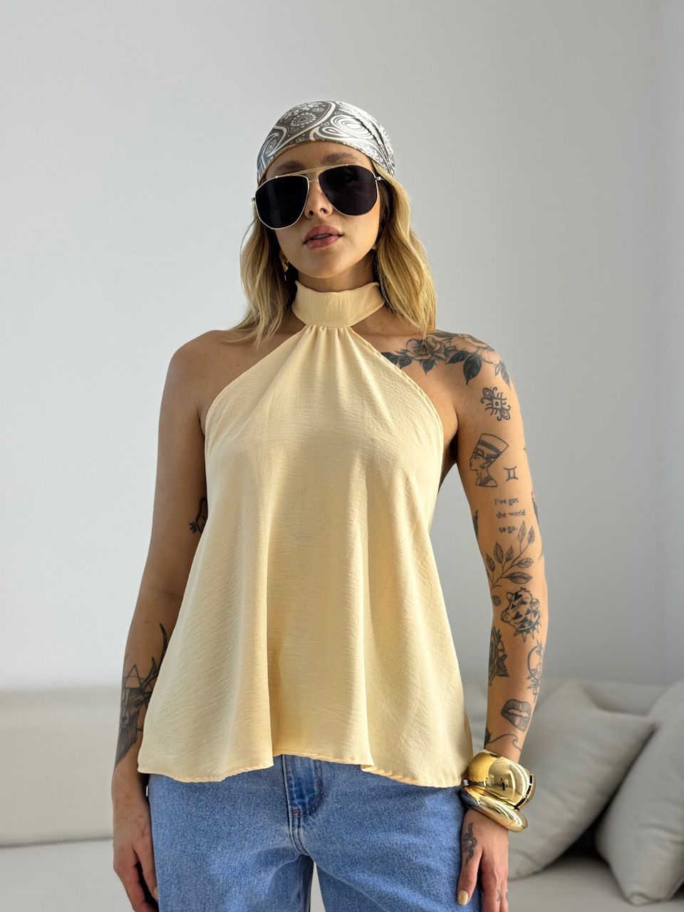 BLUSA ANA CLAUDIA CF FRENTE ÚNICA AREIA - 00698001... - CAROLLA FERRARO
