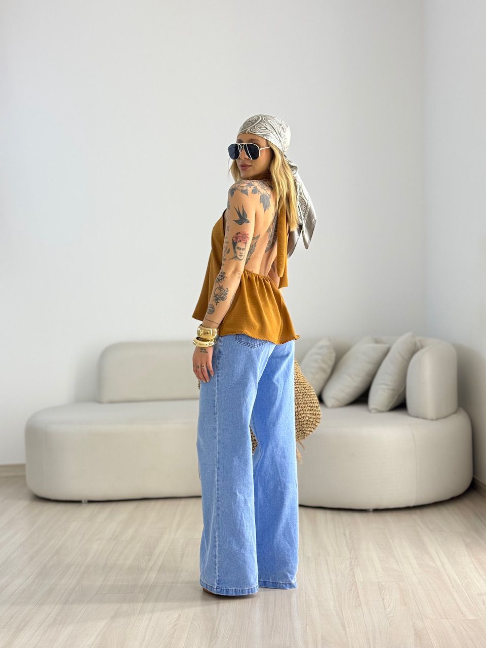 BLUSA ANA CLAUDIA CF FRENTE ÚNICA CARAMELO
