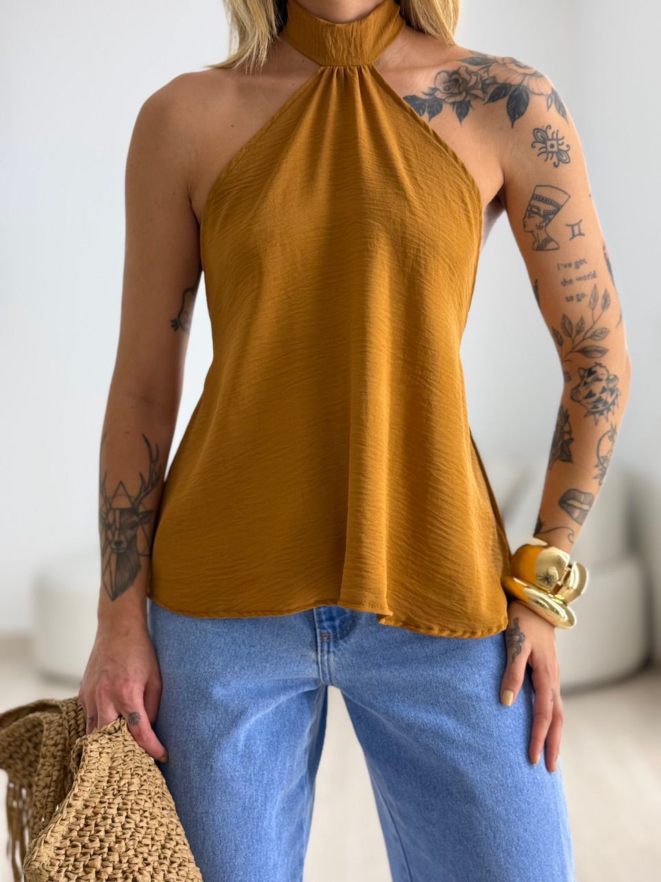 BLUSA ANA CLAUDIA CF FRENTE ÚNICA CARAMELO