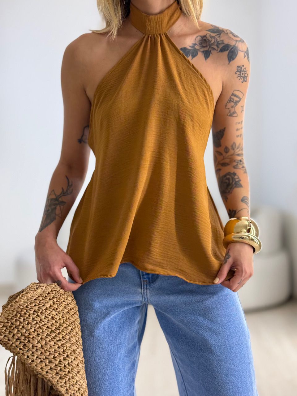 BLUSA ANA CLAUDIA CF FRENTE ÚNICA CARAMELO