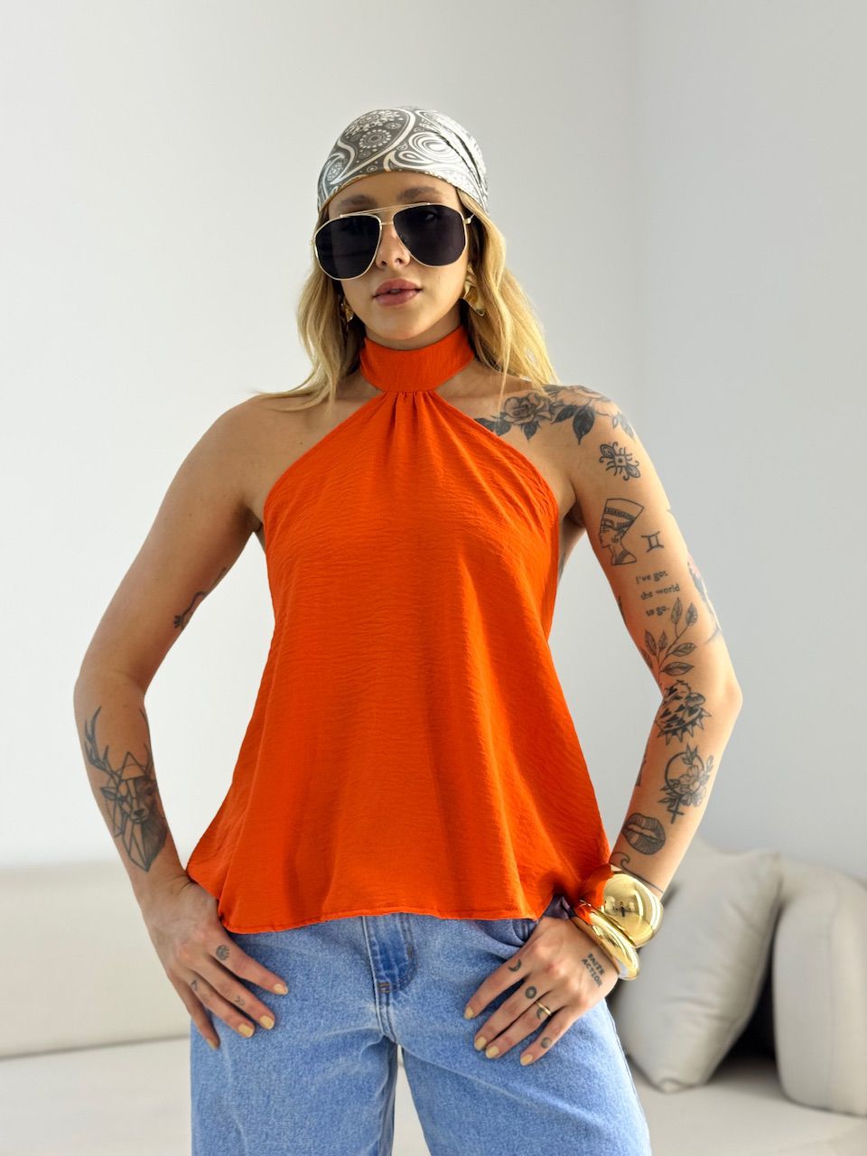 BLUSA ANA CLAUDIA CF FRENTE ÚNICA LARANJA - 006980... - CAROLLA FERRARO