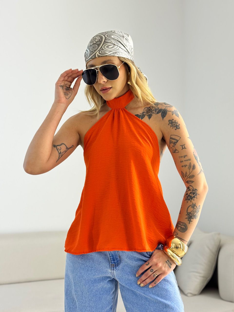 BLUSA ANA CLAUDIA CF FRENTE ÚNICA LARANJA