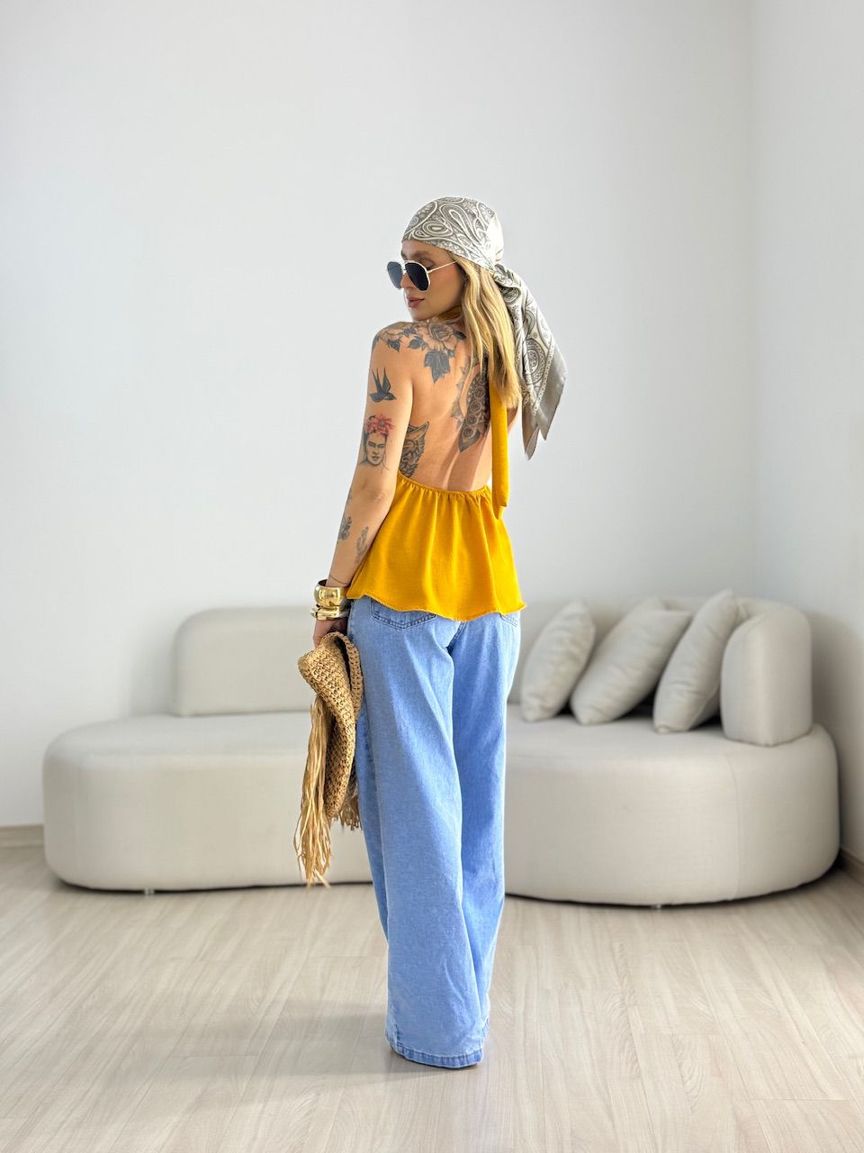 BLUSA ANA CLAUDIA CF FRENTE ÚNICA MOSTARDA