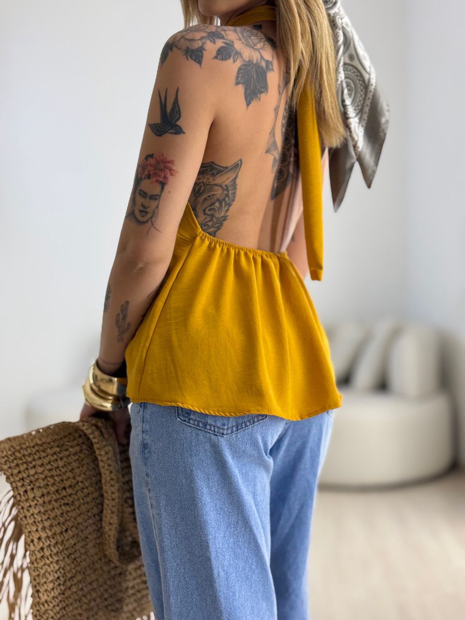 BLUSA ANA CLAUDIA CF FRENTE ÚNICA MOSTARDA
