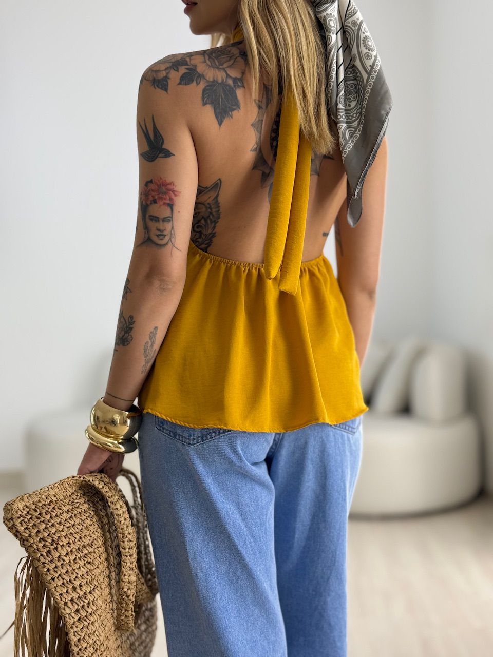 BLUSA ANA CLAUDIA CF FRENTE ÚNICA MOSTARDA