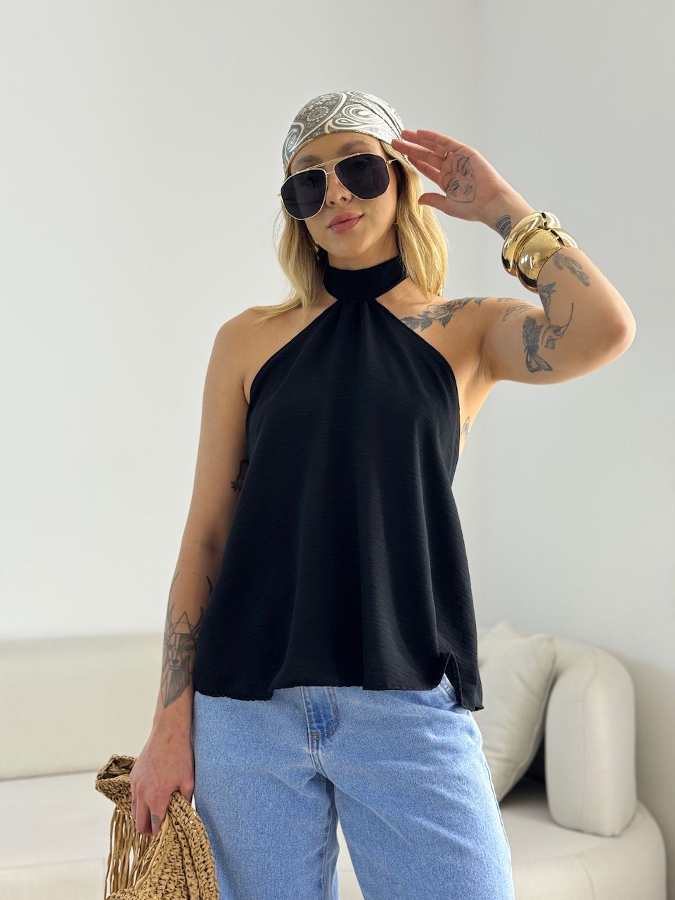 BLUSA ANA CLAUDIA CF FRENTE ÚNICA PRETA