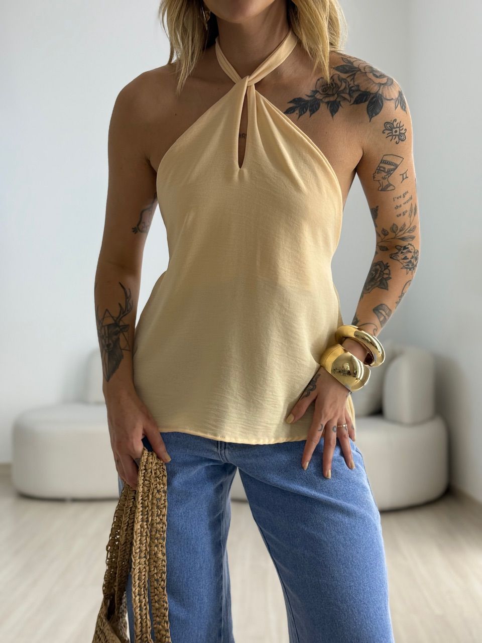 BLUSA CAROLINA CF GOTA Areia