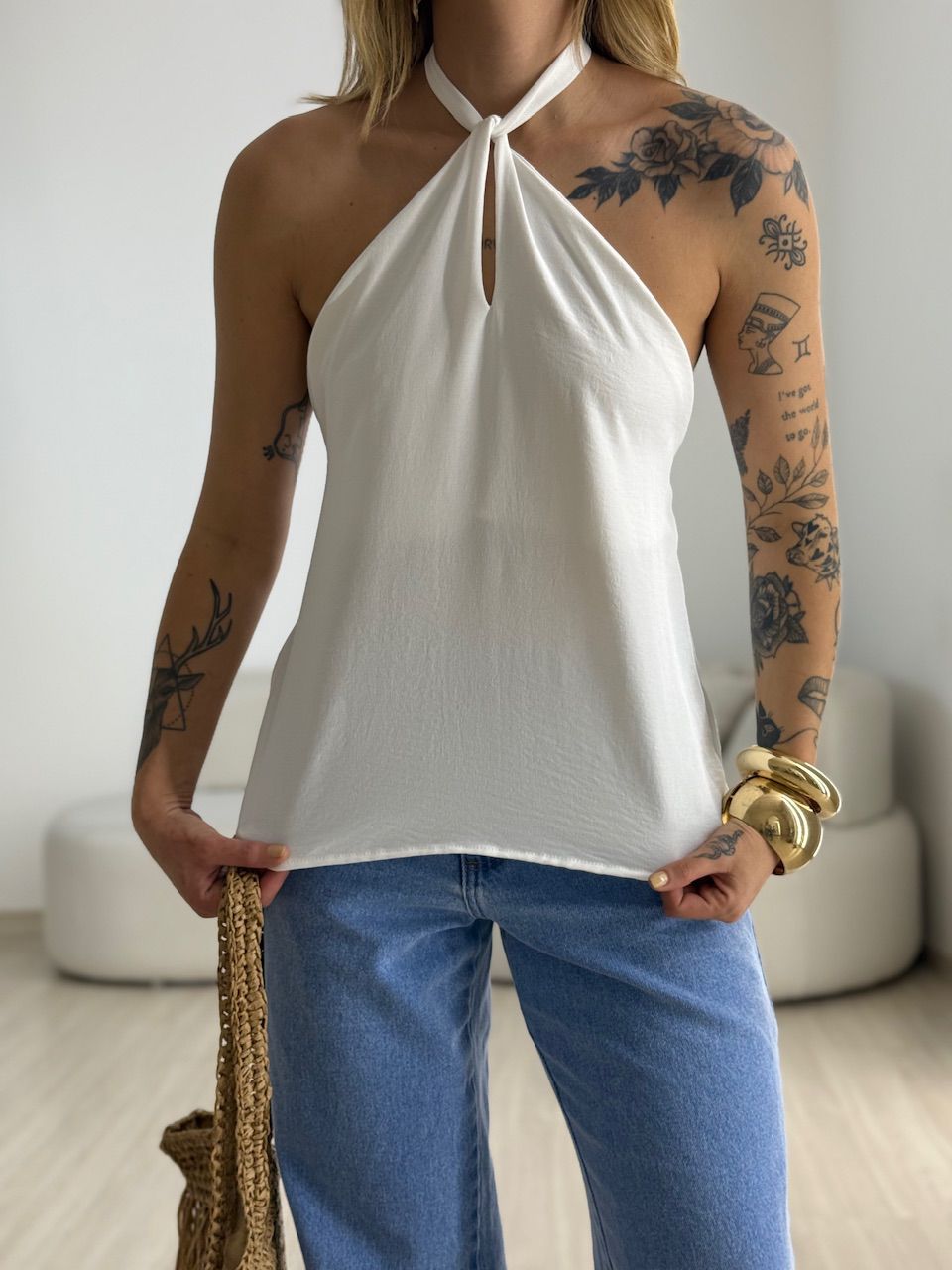 BLUSA CAROLINA CF GOTA branca