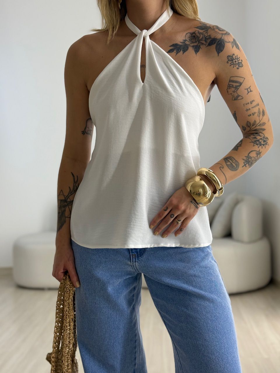 BLUSA CAROLINA CF GOTA branca