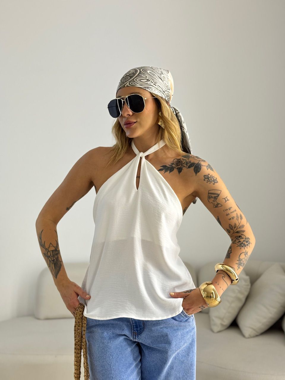 BLUSA CAROLINA CF GOTA branca