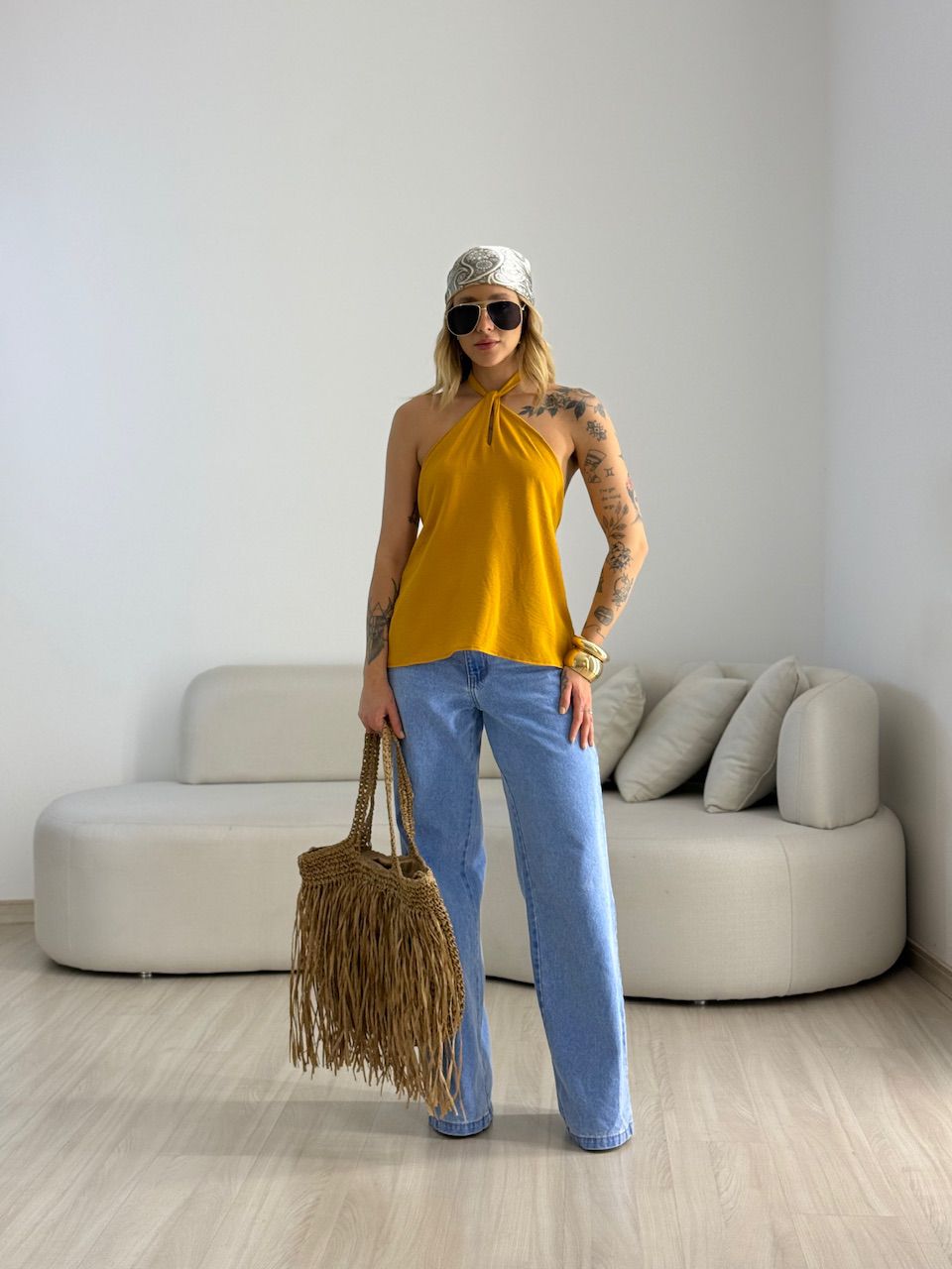 BLUSA CAROLINA CF GOTA mostarda