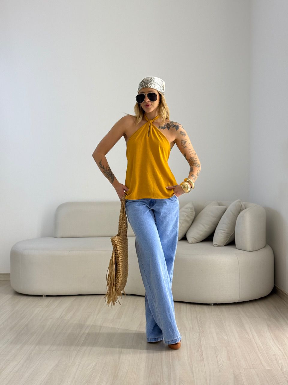 BLUSA CAROLINA CF GOTA mostarda