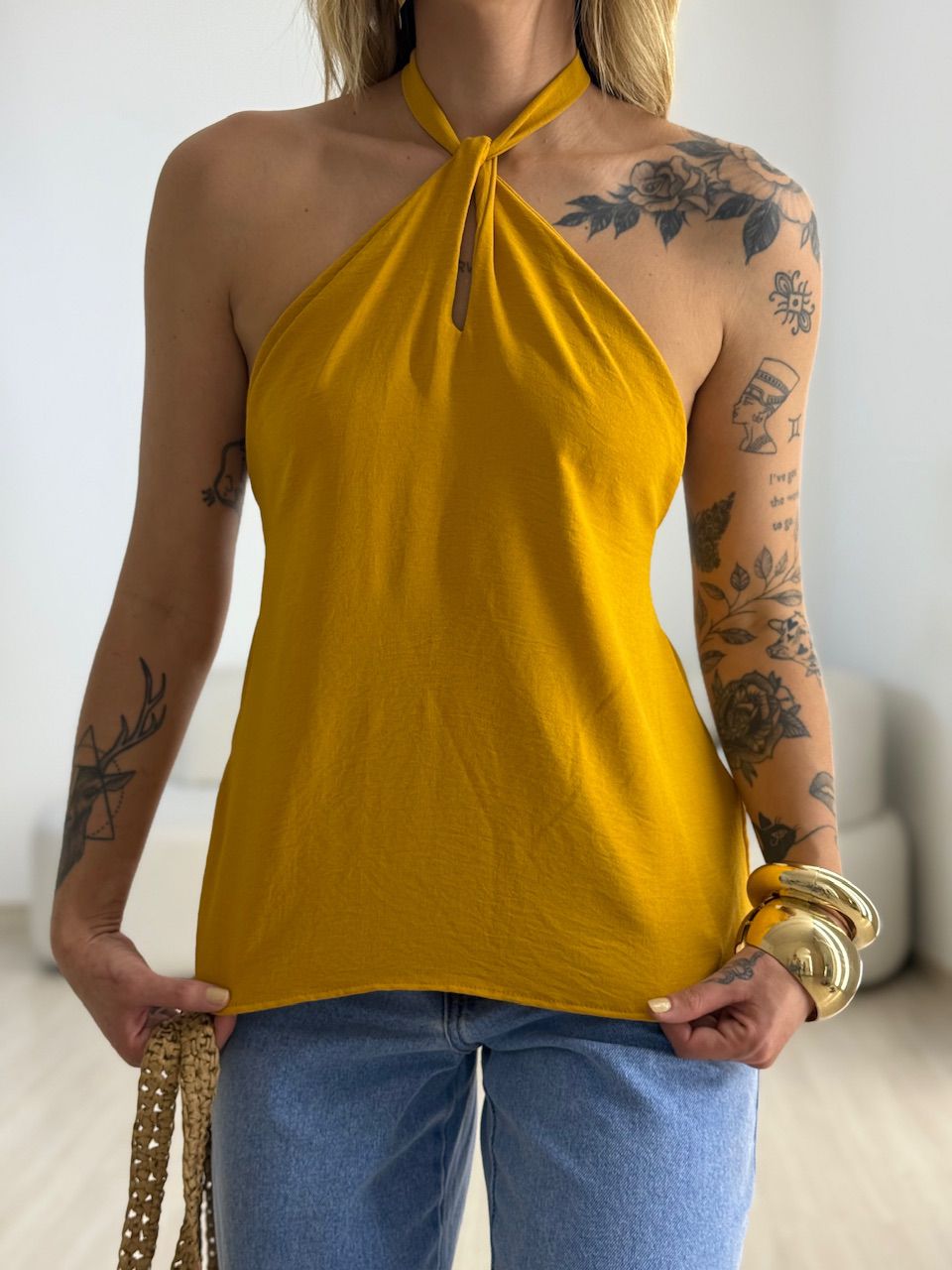 BLUSA CAROLINA CF GOTA mostarda