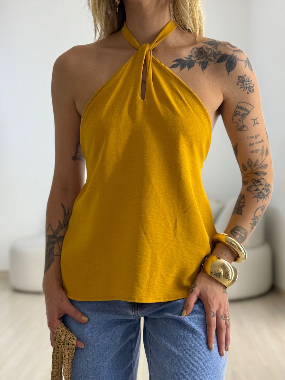 BLUSA CAROLINA CF GOTA mostarda