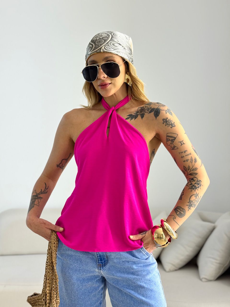 BLUSA CAROLINA CF GOTA PINK. - 0069810291 - CAROLLA FERRARO
