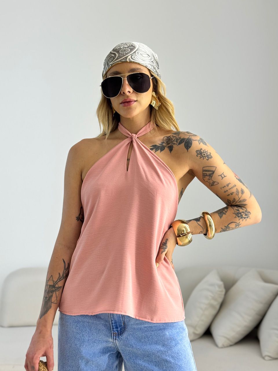 BLUSA CAROLINA CF GOTA Rosê - 0069810025 - CAROLLA FERRARO