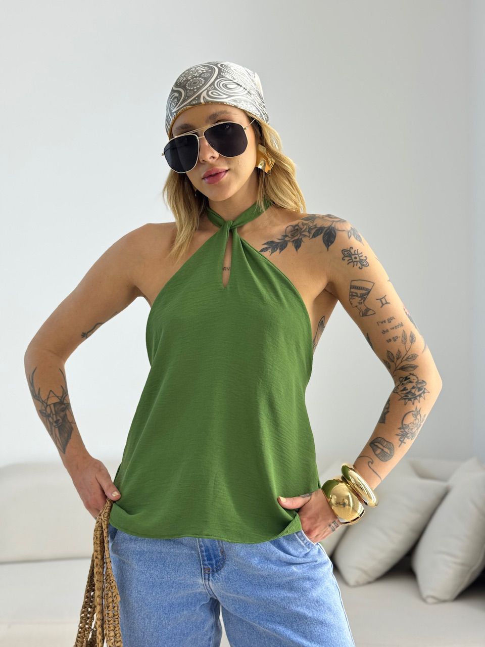 BLUSA CAROLINA CF GOTA VERDE.