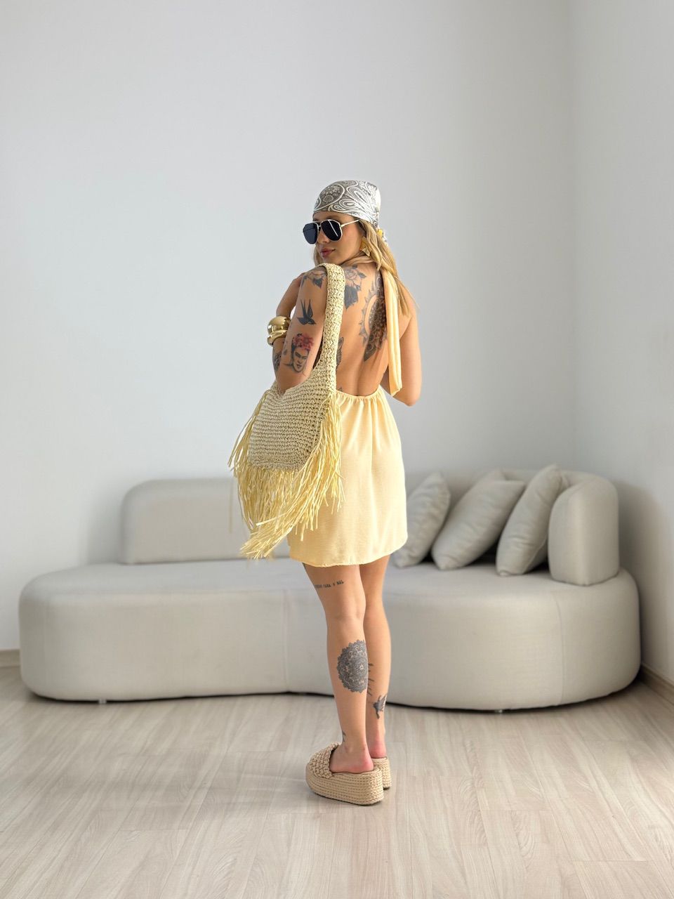 VESTIDO HELOISA CF FRENTE ÚNICA AREIA