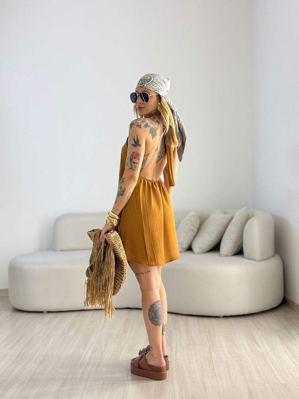 VESTIDO HELOISA CF FRENTE ÚNICA CARAMELO