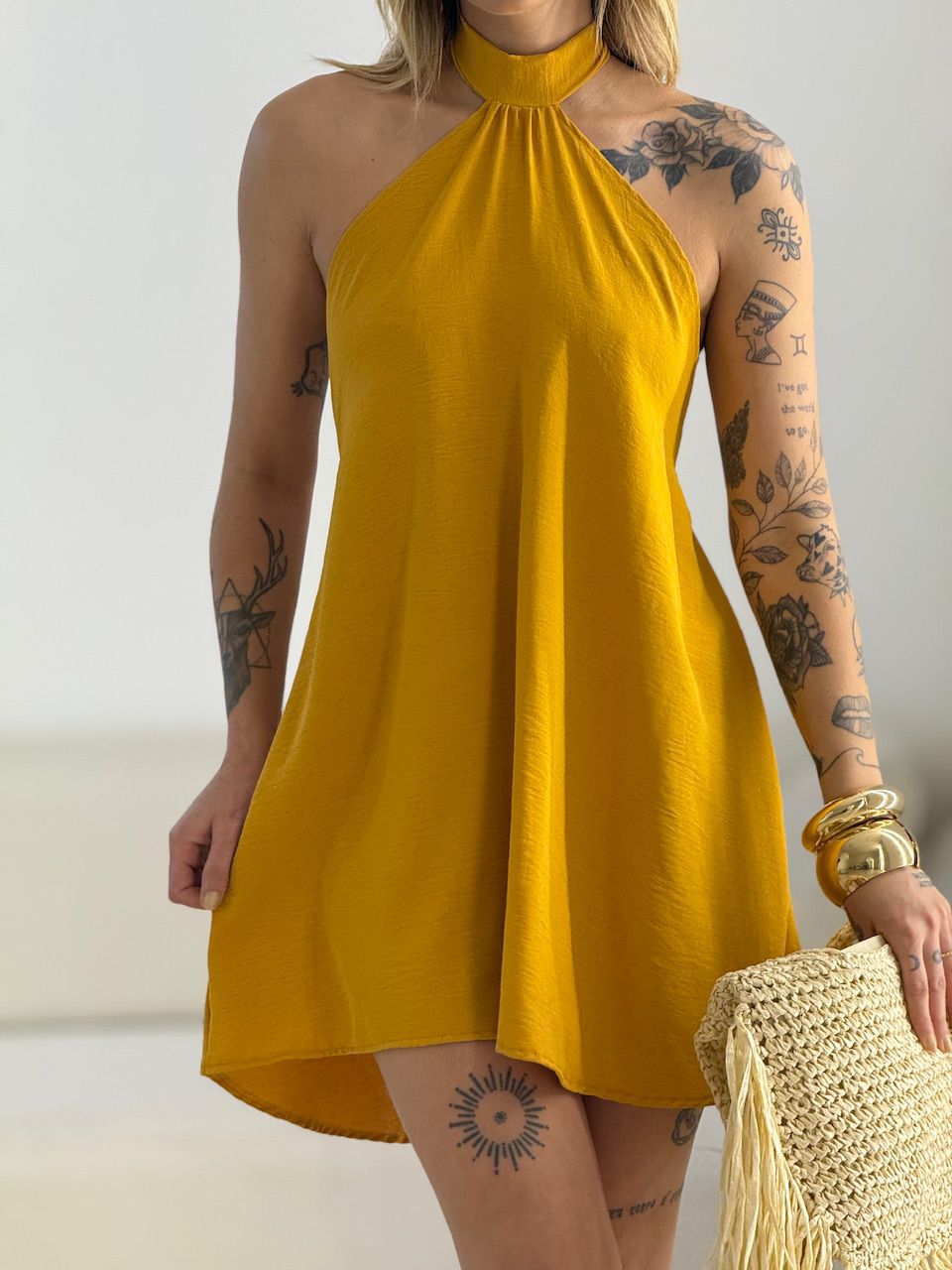 VESTIDO HELOISA CF FRENTE ÚNICA MOSTARDA