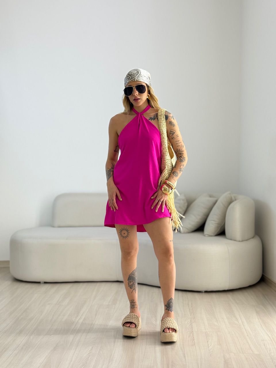 VESTIDO HELOISA CF FRENTE ÚNICA PINK - 0069830291 - CAROLLA FERRARO