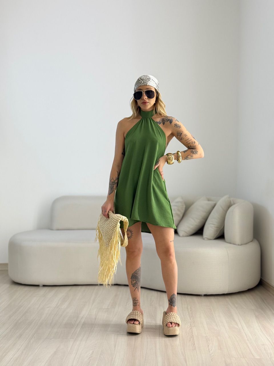 VESTIDO HELOISA CF FRENTE ÚNICA VERDE - 0069830230 - CAROLLA FERRARO