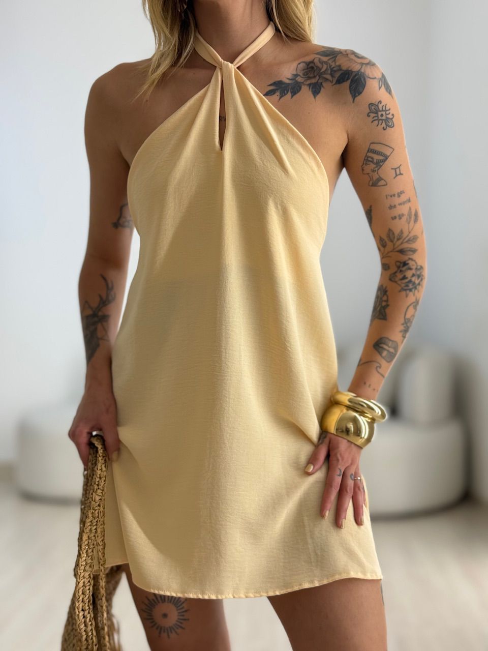 VESTIDO MILENY CF GOTA AREIA