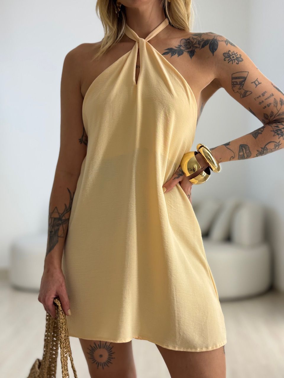 VESTIDO MILENY CF GOTA AREIA
