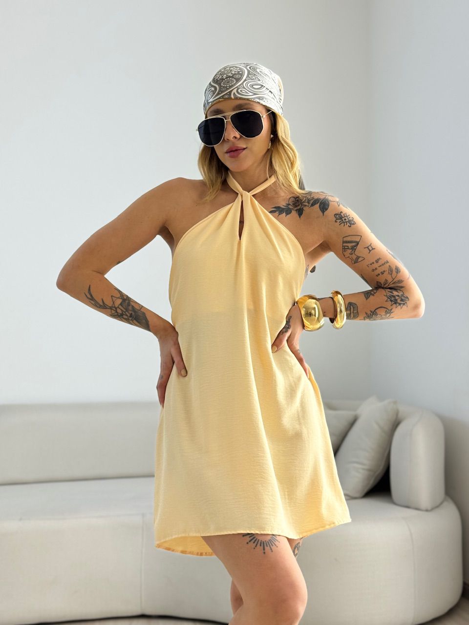 VESTIDO MILENY CF GOTA AREIA