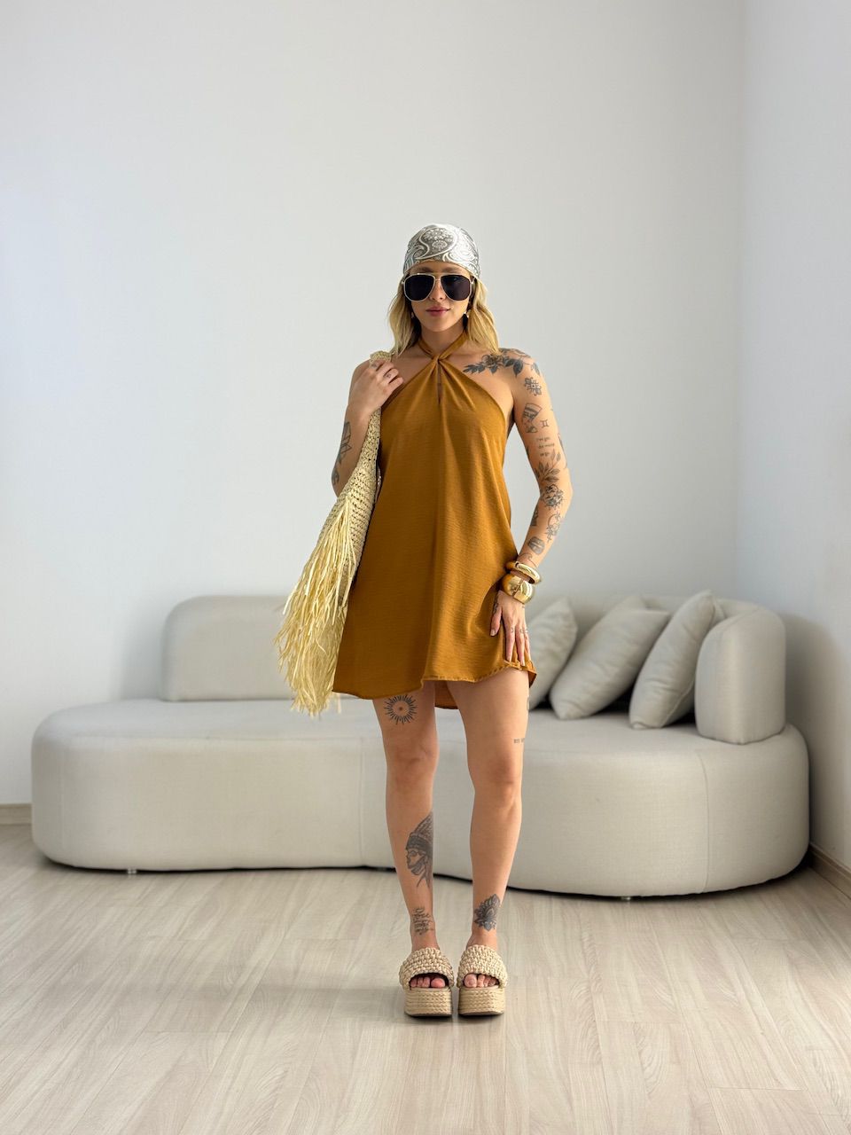 VESTIDO MILENY CF GOTA CARAMELO