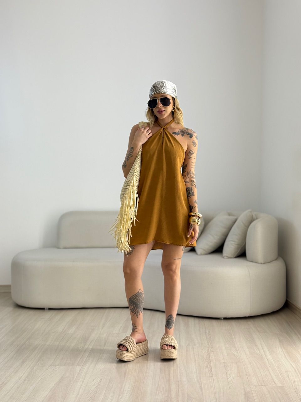 VESTIDO MILENY CF GOTA CARAMELO