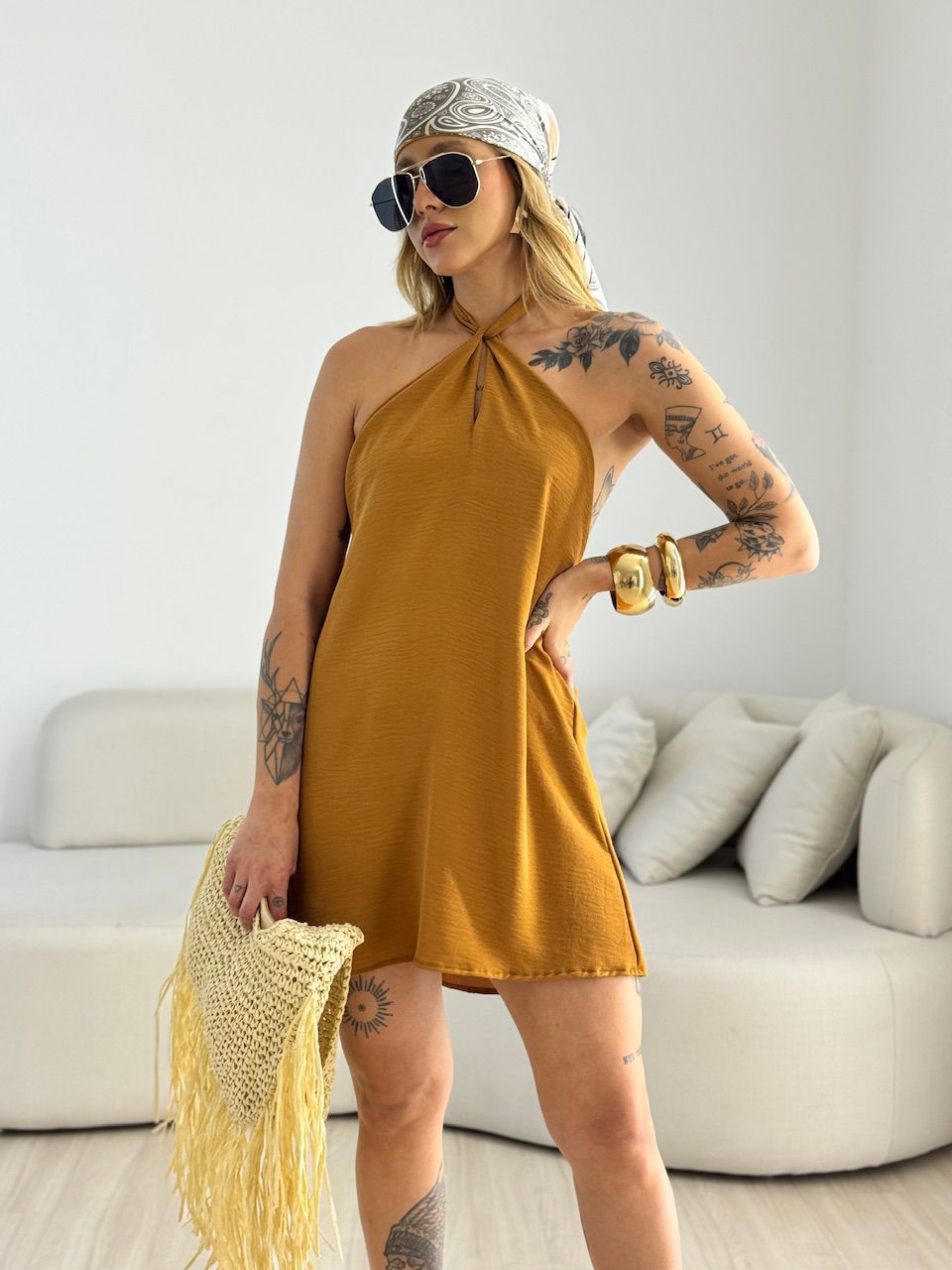 VESTIDO MILENY CF GOTA CARAMELO