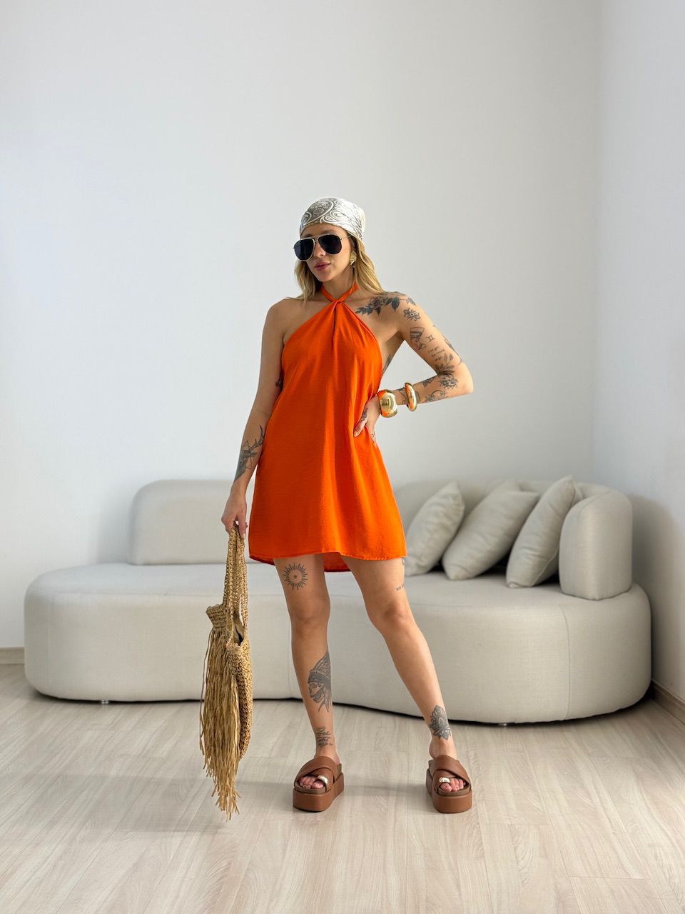 VESTIDO MILENY CF GOTA LARANJA