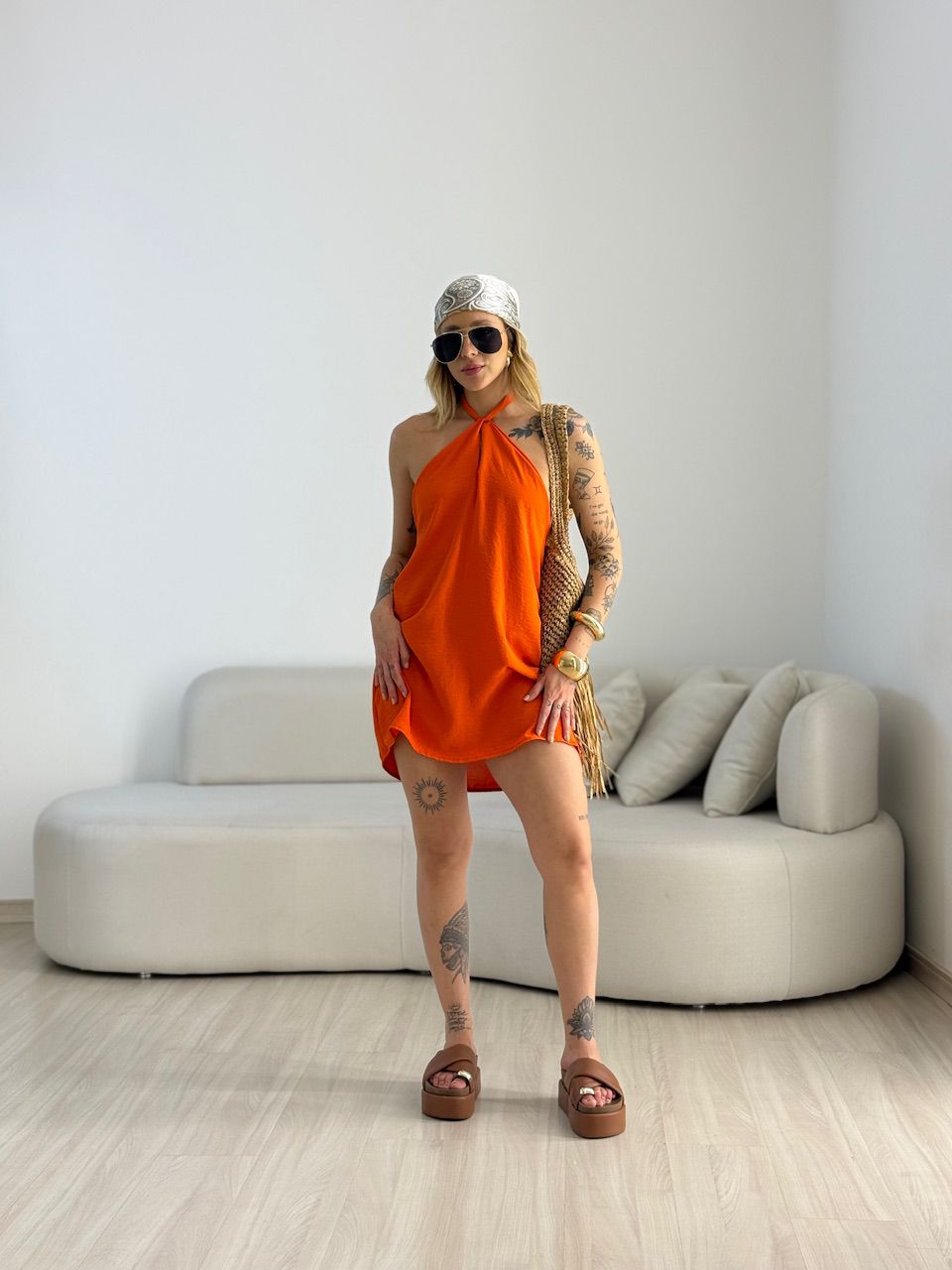 VESTIDO MILENY CF GOTA LARANJA