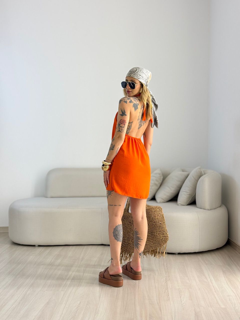 VESTIDO MILENY CF GOTA LARANJA