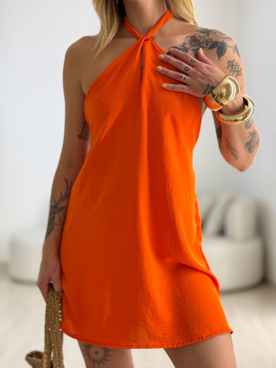 VESTIDO MILENY CF GOTA LARANJA