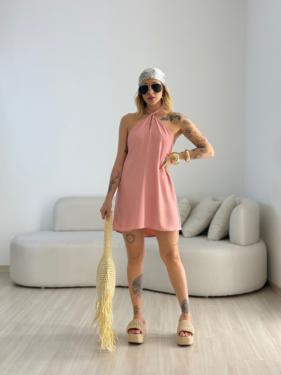 VESTIDO MILENY CF GOTA ROSÊ - 0069820025 - CAROLLA FERRARO
