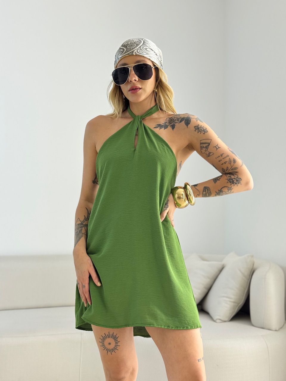 VESTIDO MILENY CF GOTA VERDE