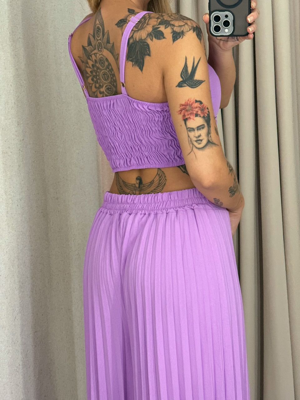 CONJUNTO FRANCINI PLISSADO LILÁS