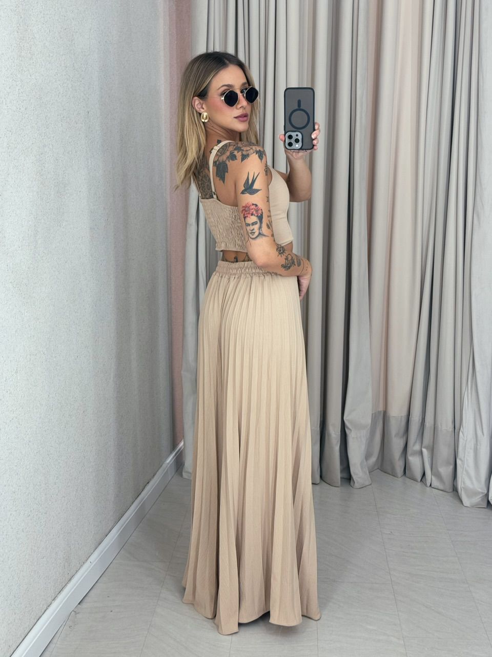CONJUNTO FRANCINI PLISSADO NUDE