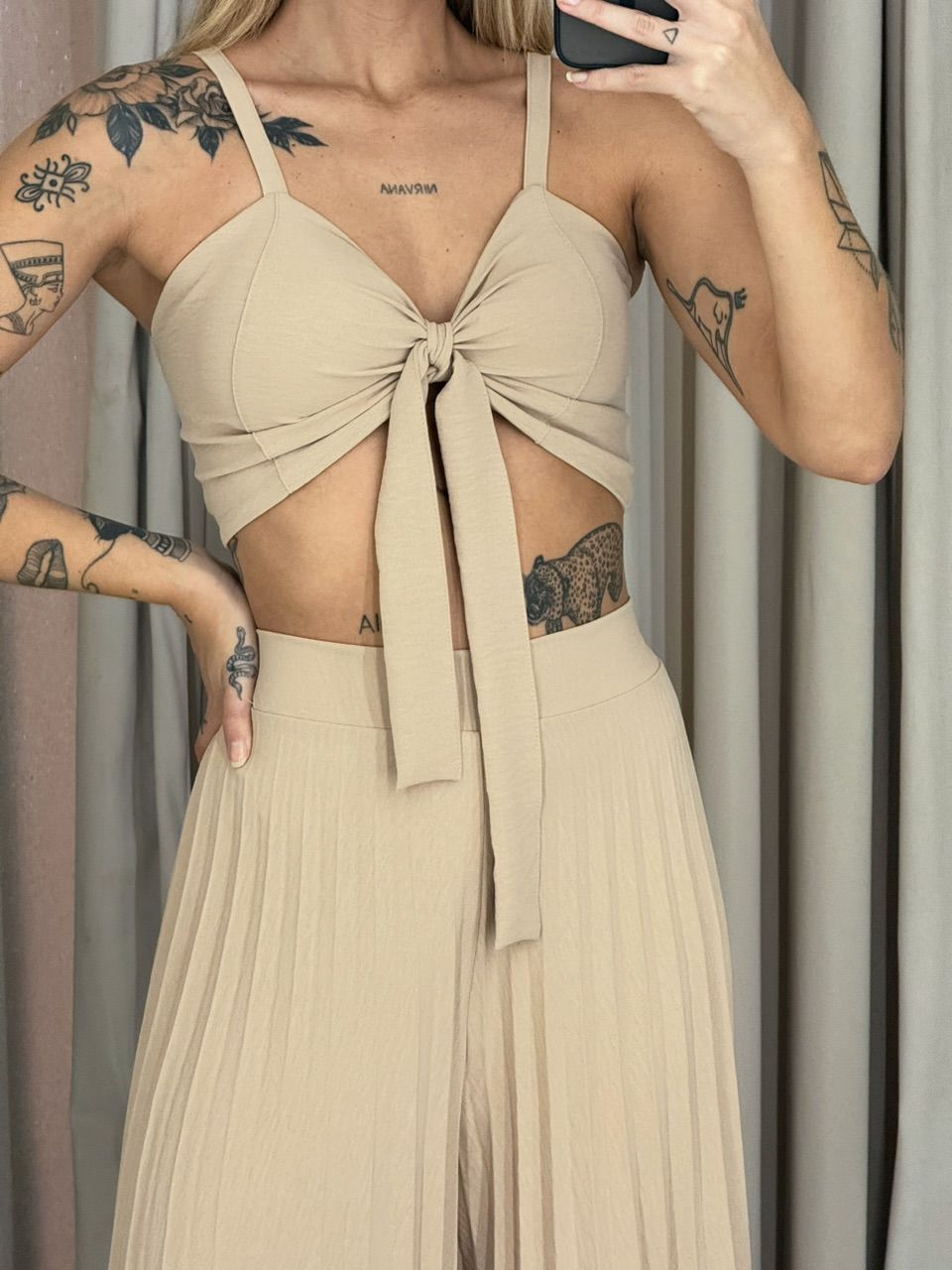 CONJUNTO FRANCINI PLISSADO NUDE