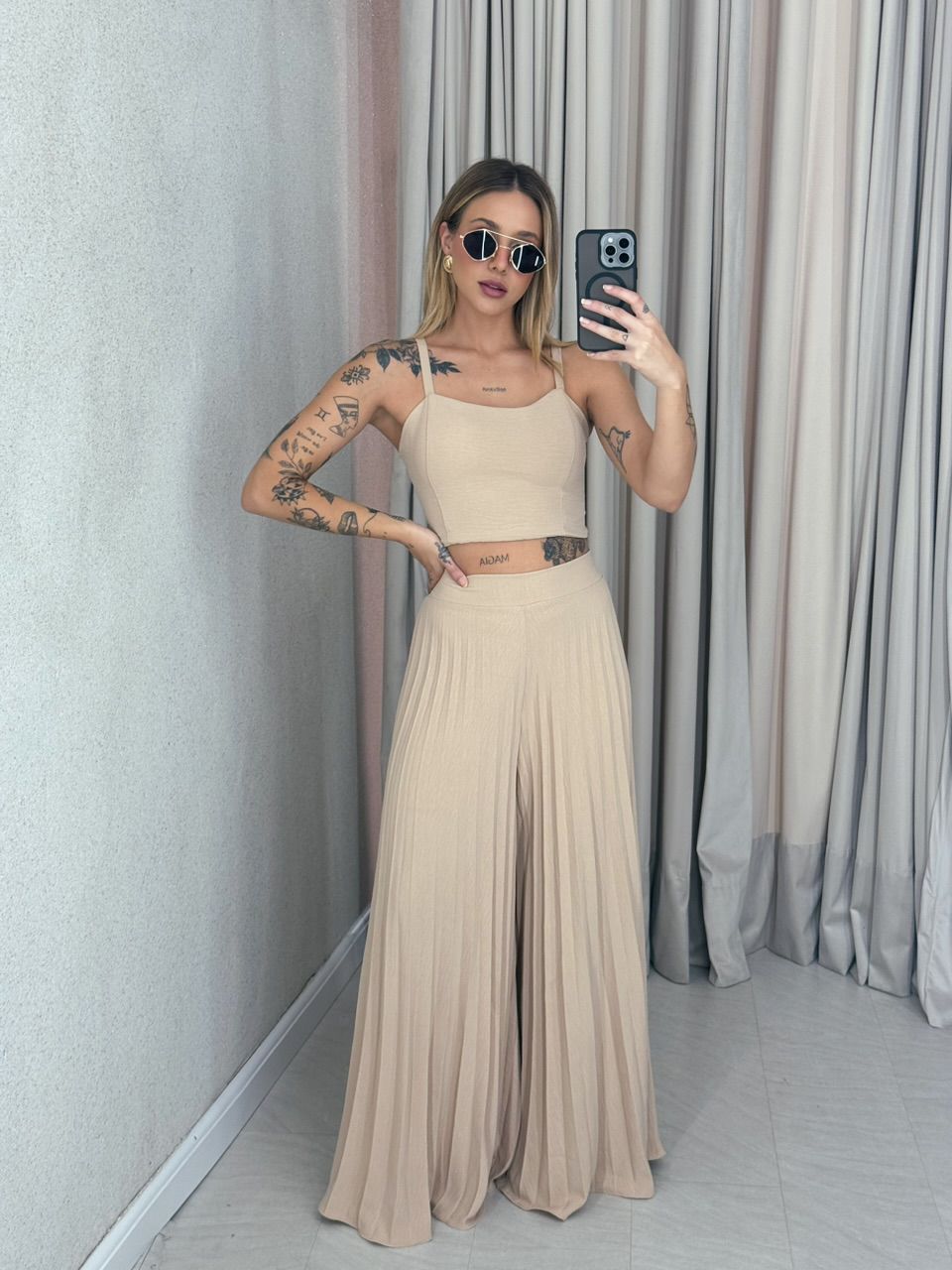 CONJUNTO FRANCINI PLISSADO NUDE