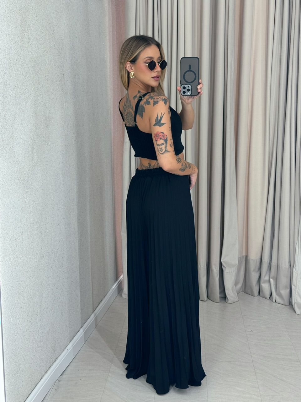 CONJUNTO FRANCINI PLISSADO PRETO